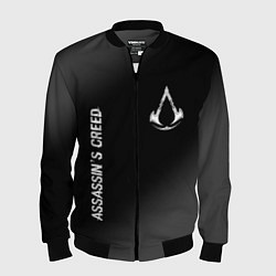 Бомбер мужской Assassins Creed glitch на темном фоне: надпись, си, цвет: 3D-черный