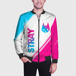 Бомбер мужской Stray neon gradient style: надпись, символ, цвет: 3D-черный — фото 2