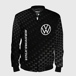 Бомбер мужской Volkswagen карбоновый фон, цвет: 3D-черный