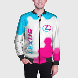 Бомбер мужской Lexus neon gradient style: надпись, символ, цвет: 3D-черный — фото 2