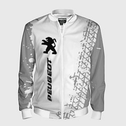 Бомбер мужской Peugeot speed на светлом фоне со следами шин: по-в, цвет: 3D-белый