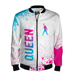 Мужской бомбер Queen neon gradient style: надпись, символ