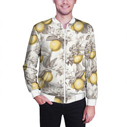 Бомбер мужской Лимоны - винтаж графика: паттерн, цвет: 3D-белый — фото 2