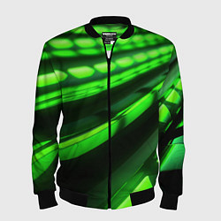 Мужской бомбер Green neon abstract