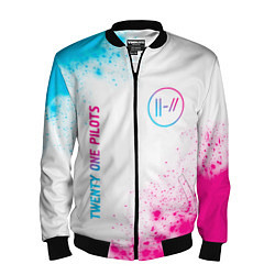 Бомбер мужской Twenty One Pilots neon gradient style: надпись, си, цвет: 3D-черный