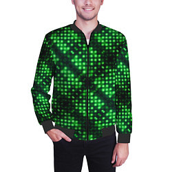 Бомбер мужской Яркие зеленые точки, цвет: 3D-черный — фото 2