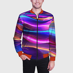 Бомбер мужской Неоновые волны, цвет: 3D-красный — фото 2