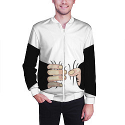 Бомбер мужской Рука сжимает талию, цвет: 3D-белый — фото 2