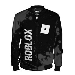 Бомбер мужской Roblox glitch на темном фоне: надпись, символ, цвет: 3D-черный
