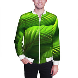 Бомбер мужской Объемный зеленый канат, цвет: 3D-белый — фото 2