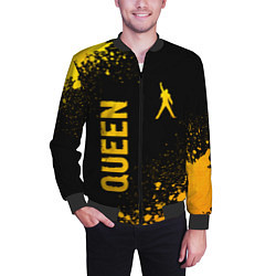 Бомбер мужской Queen - gold gradient: надпись, символ, цвет: 3D-черный — фото 2