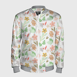 Бомбер мужской Листики цветочки, цвет: 3D-меланж