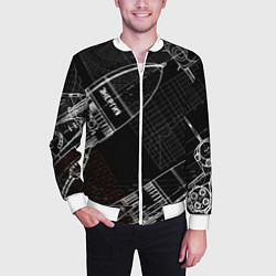 Бомбер мужской Чертеж ракеты, цвет: 3D-белый — фото 2