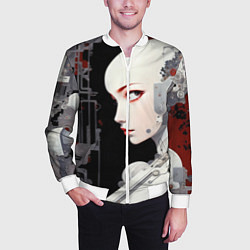 Бомбер мужской Девушка биоробот, цвет: 3D-белый — фото 2