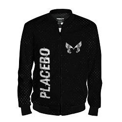 Мужской бомбер Placebo glitch на темном фоне: надпись, символ