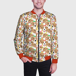 Бомбер мужской Джек рассел терьер в разноцветных ошейниках, цвет: 3D-красный — фото 2