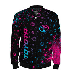 Бомбер мужской Toyota - neon gradient: надпись, символ, цвет: 3D-черный