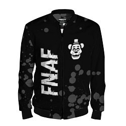 Бомбер мужской FNAF glitch на темном фоне: надпись, символ, цвет: 3D-черный