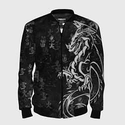 Бомбер мужской White dragon - grunge, цвет: 3D-черный