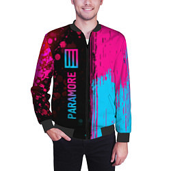 Бомбер мужской Paramore - neon gradient: по-вертикали, цвет: 3D-черный — фото 2