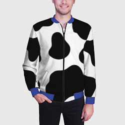 Бомбер мужской Принт - пятна коровы, цвет: 3D-синий — фото 2