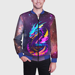 Бомбер мужской Space dragon - neon glow - neural network, цвет: 3D-синий — фото 2