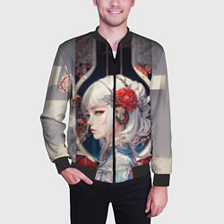Бомбер мужской Девушка-андроид, цвет: 3D-черный — фото 2