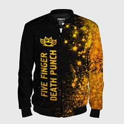 Бомбер мужской Five Finger Death Punch - gold gradient: по-вертик, цвет: 3D-черный