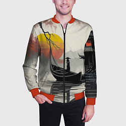 Бомбер мужской Красота Японии, цвет: 3D-красный — фото 2