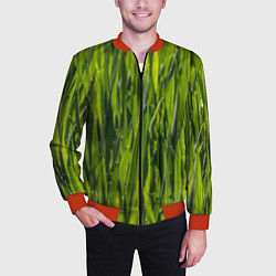 Бомбер мужской Ландшафт зелень, цвет: 3D-красный — фото 2