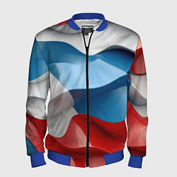 Бомбер мужской Абстракция в цветах флага РФ, цвет: 3D-синий