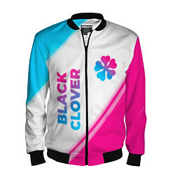 Мужской бомбер Black Clover neon gradient style: надпись, символ