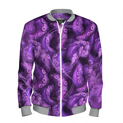 Бомбер мужской Фиолетовые щупальца и дым, цвет: 3D-меланж