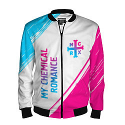 Бомбер мужской My Chemical Romance neon gradient style: надпись,, цвет: 3D-черный