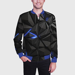 Бомбер мужской Неоновое синее свечение на черном, цвет: 3D-синий — фото 2