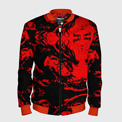 Бомбер мужской Черный дракон на красном небе, цвет: 3D-красный