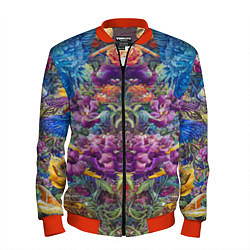 Бомбер мужской Зеркальный цветочный паттерн с птицами - мода - не, цвет: 3D-красный