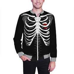 Бомбер мужской Скелет: ребра с винишком, цвет: 3D-меланж — фото 2