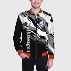 Бомбер мужской Фольцваген - белый камуфляж, цвет: 3D-красный — фото 2