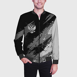 Бомбер мужской Герб РФ - монохромный, цвет: 3D-черный — фото 2