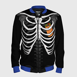 Бомбер мужской Скелет: ребра с шаурмой, цвет: 3D-синий
