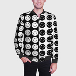 Бомбер мужской Smiley black and white, цвет: 3D-черный — фото 2