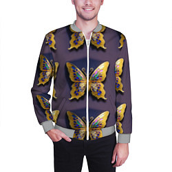 Бомбер мужской Золотая бабочка паттерн, цвет: 3D-меланж — фото 2