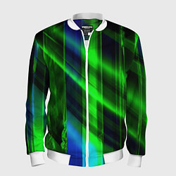 Бомбер мужской Зеленая зеркальная абстракция, цвет: 3D-белый