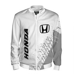 Бомбер мужской Honda speed на светлом фоне со следами шин: надпис, цвет: 3D-белый