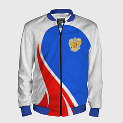 Бомбер мужской Герб РФ - white sport, цвет: 3D-синий