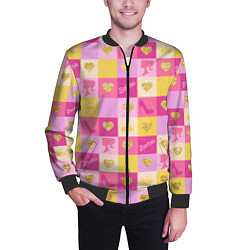 Бомбер мужской Барби: желтые и розовые квадраты паттерн, цвет: 3D-черный — фото 2