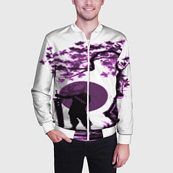 Бомбер мужской Канеки самурай под сакурой, цвет: 3D-белый — фото 2