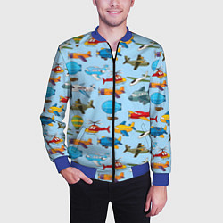 Бомбер мужской Самолёты и вертолёты, цвет: 3D-синий — фото 2