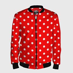 Бомбер мужской Белый горошек на красном, цвет: 3D-черный